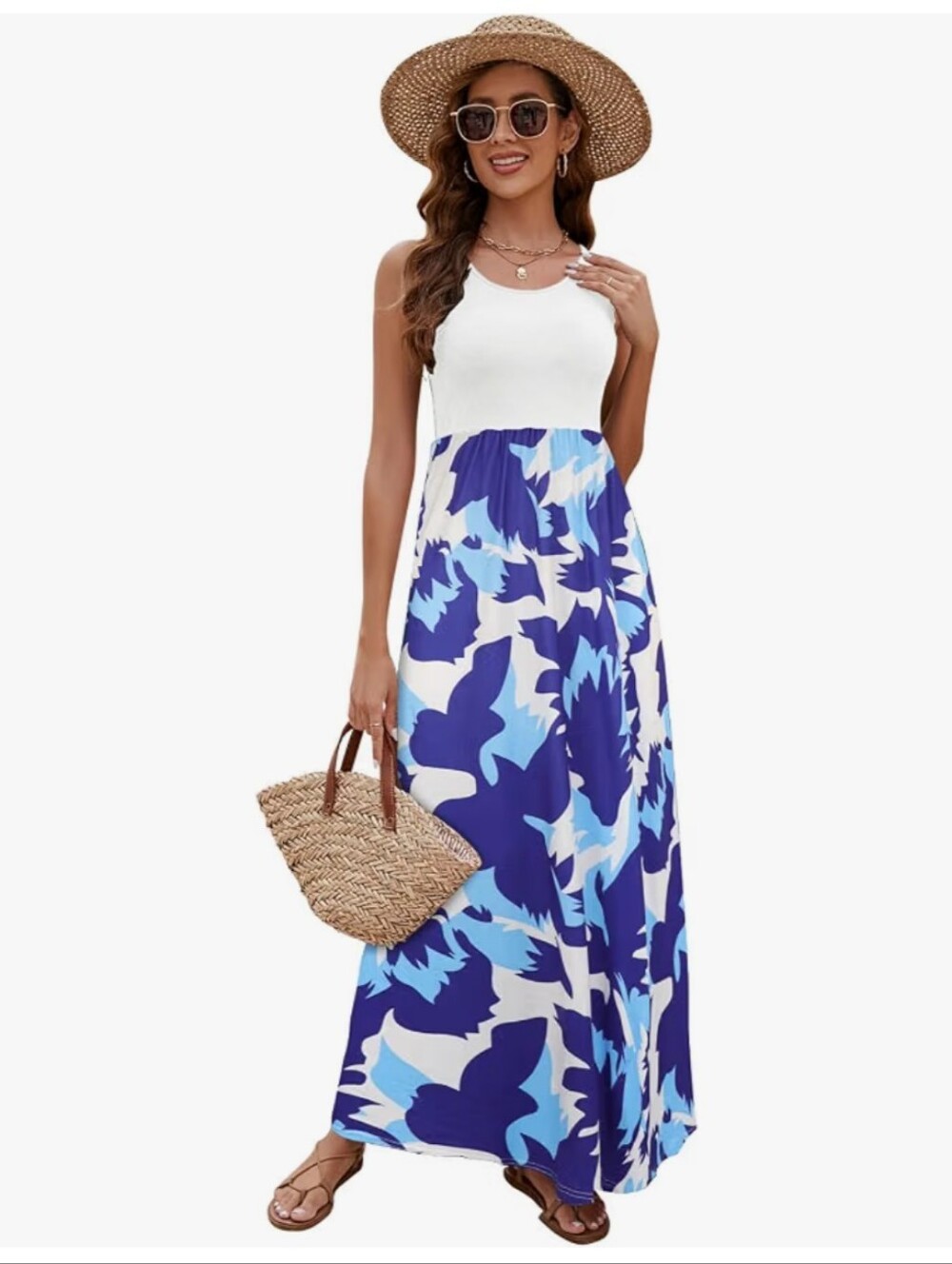 NWT Sherosa Bohemian Tank Maxi Dress L Large